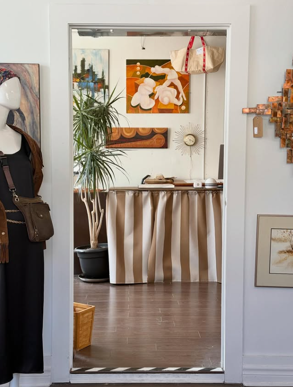 A photo of Up & Up's storefront location gives the viewer a sneak peek of the goods. Vendor: Up & Up Vintage and Antiques