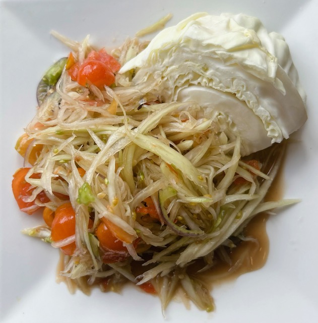 Plated Papaya salad. Vendor: Bangkok Cuisine